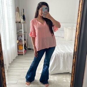 Catherine Malandrino Coral Blouse w/ Ruffles